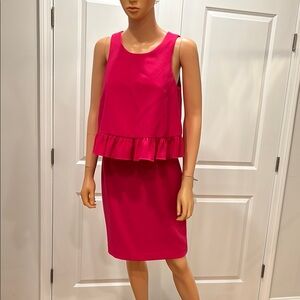 Chic Pink Sleeveless Peplum Dress